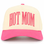 Cap with 'HOT MOM' text on a white background