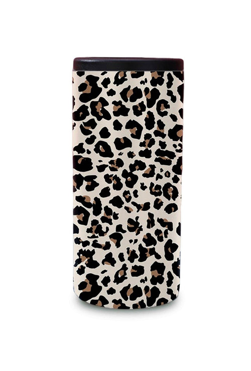 Cooling Can with leopard print design on a white background