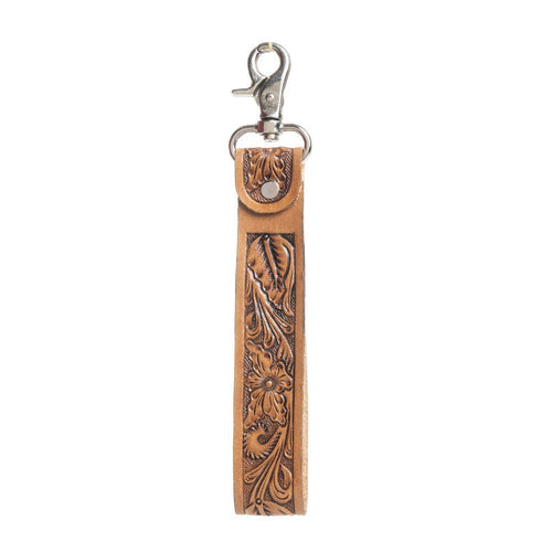 Hand tooled leather key chain