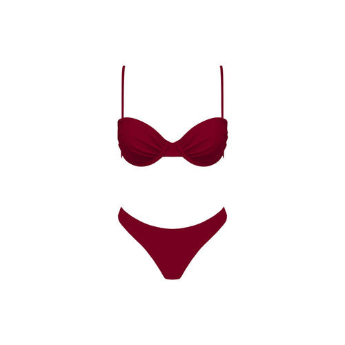 Red bikini set on a white background