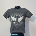Gray t-shirt with 'Vintage Rock n Roll' design on a mannequin against a white background