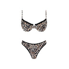 Leopard print bikini set on a white background