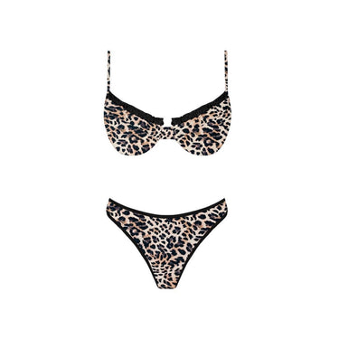 Leopard print bikini set on a white background