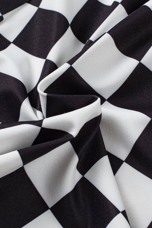 Close-up of black and white checkered fabric