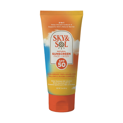 picture of sky and sol sunscreen on white background