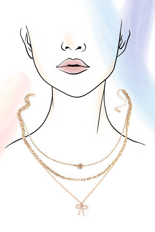 Illustration of a woman's neck with gold necklaces on a gradient background