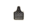 Black and silver pendant on a white background