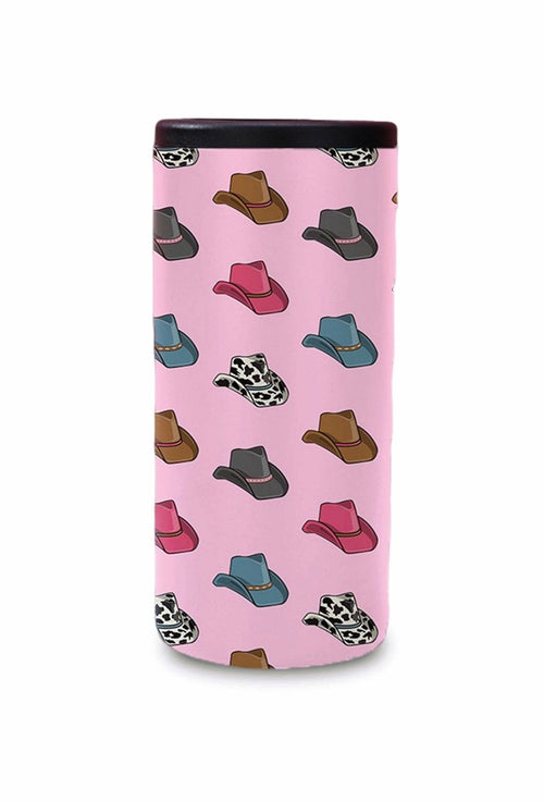 Phone case with cowboy hat pattern on a pink background