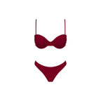 Red bikini set on a white background