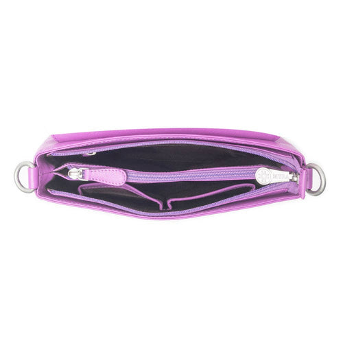 Purple pouch with zipper on a white background