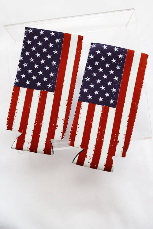 Two American flags with a distressed texture on a white background