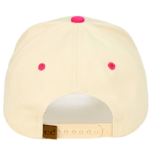 Beige cap with pink accents on a white background