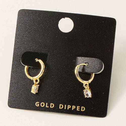 Gold-dipped earrings on a black card with 'Gold Dipped' text.