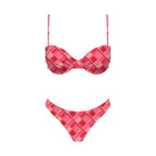 Red plaid bikini set on a white background